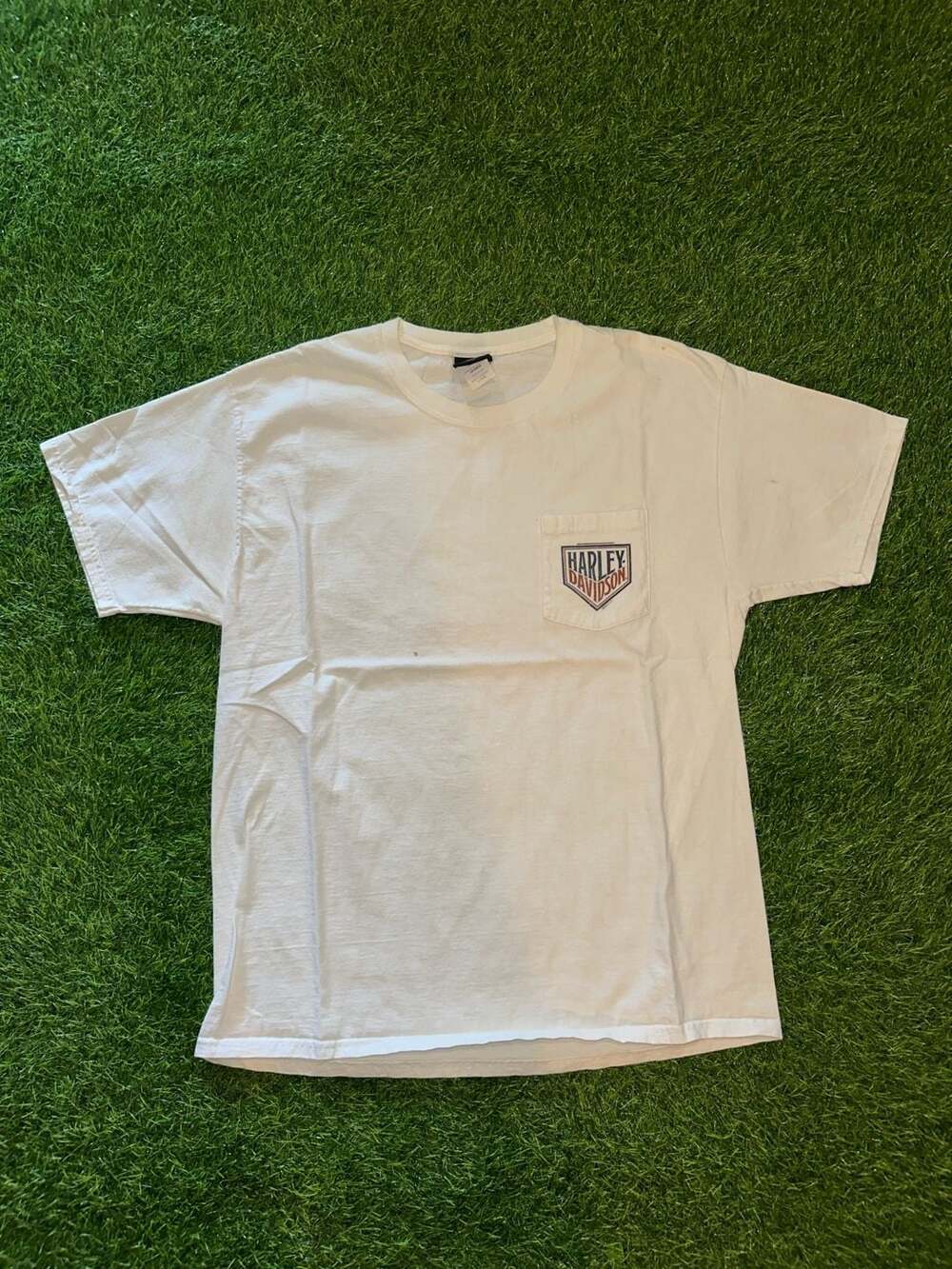 Harley Davidson White Graphic Pocket T-Shirt Size Large